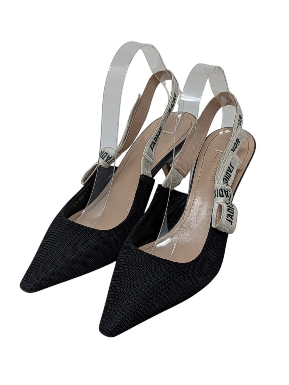 Dior Logo Black Slingback Kitten Heels J'ADIOR Ribbon Pointed Pumps Size EU 40.5 - Picture 8 of 14